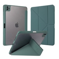 IPad Pro 13 için akrilik ince şeffaf arka kapak akıllı koruyucu kapak 2024 muti-fold kılıf