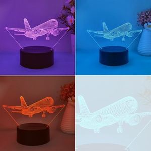 Sunssy Interfaz USB 3D Luz Nocturna Modelo de Avión LED con Control Táctil para Entusiastas Voladores Luces Decorativas de Mesa para Vacaciones - Product Image 5