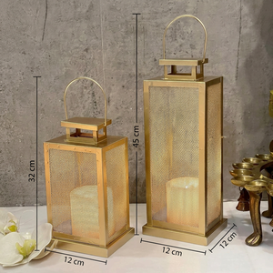 <b>Lantern</b> <b>Set</b> With Mesh Panels For Wedding Home Decoration Durable Metal Candle Holder - Product Image 4