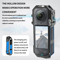 Étui de protection en alliage d'aluminium durable de haute qualité Insta360 X5 avec deux supports griffe froide 1/4'' pour tournage de films, noir