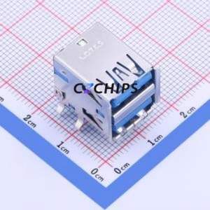 AUSB0289-K001C USB Connector Bent Lead Through Hole Connector Type-A Female Right Angle Insert 9Px2 - Product Image 1