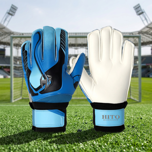 High Quality Custom Desgin Blue and White Soccer Goalkeeper Gloves 4mm Flat Palm German Latex - Product Image 2