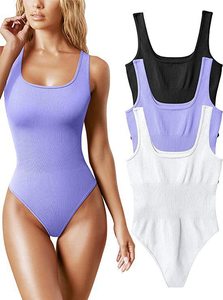 Body côtelé à col en U pour femme, sans manches, sans couture, style débardeur, moulant, gainant, décontracté, streetwear, vêtements Y2K, en promotion - Product Image 3