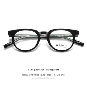 Brow-line Design Premium Acetate F22245 Retro <strong>Round</strong> Glasses <strong>Frame</strong> with Textured Wire Core Design for Men and Women - Product Image 6