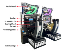 Machine d'arcade Maker à 2 joueurs, simulateur de conduite, jeu de voiture de course, machine à pièces en vente