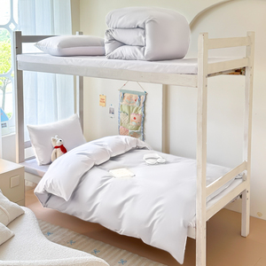 Ensemble de literie 3 pièces 100% coton de couleur unie AB-Sided pour lit simple-Essentiels de dortoir scolaire - Product Image 5