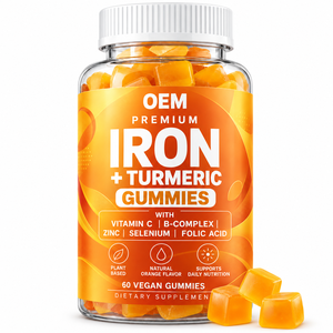 Gomitas Profesionales de <span class=keywords><strong>Hierro</strong></span> <span class=keywords><strong>y</strong></span> Cúrcuma <span class=keywords><strong>con</strong></span> Vitamina C, <span class=keywords><strong>Complejo</strong></span> <span class=keywords><strong>B</strong></span>, <span class=keywords><strong>Zinc</strong></span>, Selenio <span class=keywords><strong>y</strong></span> Ácido Fólico, Nutrición Diaria para Adultos, Marca Privada OEM - Product Image 1