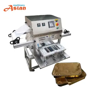 Sellador de bandejas de plástico tipo mesa/máquina de embalaje de sellado de bandejas de papel de cobre para alimentos de plástico MAP