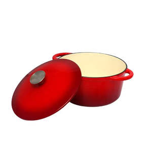 Chine gros forme ronde émail revêtement antiadhésif cuisine batterie de cuisine casserole <span class=keywords><strong>en</strong></span> <span class=keywords><strong>fonte</strong></span> avec bouton <span class=keywords><strong>en</strong></span> acier inoxydable SS304 - Product Image 5