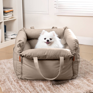 Siège de voiture pour chien et chat en cuir PU personnalisable, luxueux, rembourré en coton, résistant aux rayures et imperméable - Product Image 2