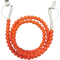 Édition Limitée Événements d'Halloween Perles Orange Faites à la Main 4-en-1 USB Type-C 5A Charge Rapide Câble Tressé Blindé en Cuivre Pur pour Ordinateur