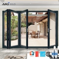 Portes pliantes standard américaines en verre trempé pour villa, portes pliantes en aluminium pour extérieur