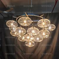Lustre de salon américain de 36 ", abat-jour en verre moderne, suspension résidentielle industrielle, rétro, lustres ronds clairs, moderne