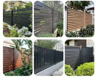 Panneau de clôture moderne à lattes avec porte, noir mat, rétractable, anti-rouille, pour cour, modélisation 3D