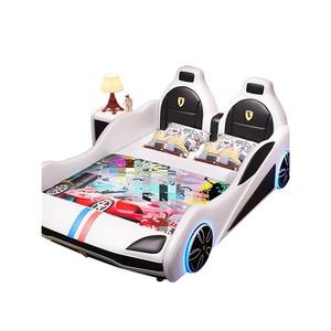 <span class=keywords><strong>Lit</strong></span> King Size JS style voiture de sport de dessin animé, cadre en bois massif et mousse avec revêtement en cuir artificiel pour chambre de garçons - Product Image 5