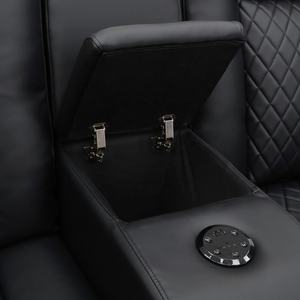 Canapé inclinable électrique en cuir moderne Geeksofa 2 places pour home cinéma avec console et haut-parleur Bluetooth - Product Image 5