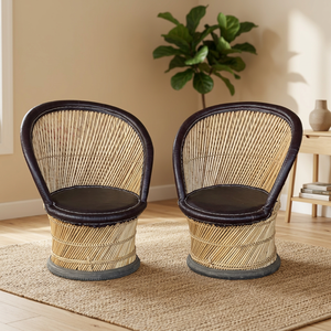 Bulk Supply Indoor Outdoor Accent Bamboo <b>Stool</b> Set Removable Cover Leather Upholstery School Apartment Entry Bedroom Evening - Product Image 4