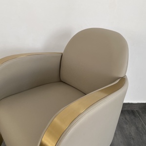 Silla de Estilismo para Barbería y Salón de Belleza Z Barber Supplies, Silla de Salón Gris con Detalles en Dorado, Mueble Hidráulico Reclinable para Peluquería - Product Image 6