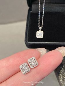 Xinfly Luxury Jewellery Square Shape 18k Gold Natural Diamond Necklace and <b>Earrings</b> - Product Image 4