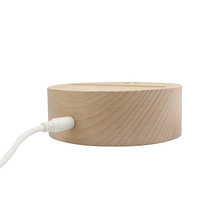 Base de lampe ronde en bois à batterie rechargeable Support de veilleuse Base de lumière LED à intensité variable pour affichage en acrylique