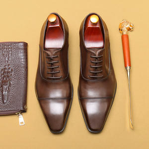 2026 Men's Leather Shoes Genuine Leather Business Formal Leather Shoes Groom's Wedding Thick Soled <b>Height</b> Increasing Derby Shoes - Product Image 3