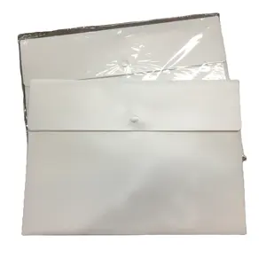 Benutzer definierte weiße A4 Kunststoff PVC Knopf Datei Abdeckung Ordner Umschlag Tasche mit Visitenkarte Tasche für Schul büro