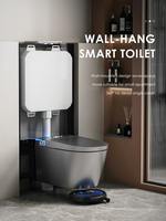 WC suspendu mural de luxe sans bride avec chasse automatique, bidet électrique gris, toilette intelligente murale