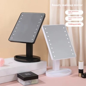 Độ nét cao <span class=keywords><strong>LED</strong></span> Mỹ phẩm gương 16 hạt Double Sided xách tay Máy tính để bàn Vanity Đứng Đen thắp sáng xoay trang điểm Vanity - Product Image 2