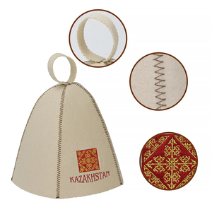 Chapeau de sauna en feutre recyclé écologique Cream Emblem, vente en gros, logo personnalisé, directement de l'usine, bonnet de bain vapeur et spa - Product Image 4