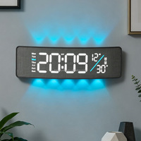 Horloge murale numérique LED améliorée, grande horloge numérique, affichage de grands chiffres LED avec minuterie de compte à rebours et compte à rebours, veilleuse