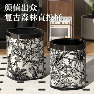 Retro Forest Style Trash Can 12L Double Layer Open Top For Home Kitchen Office Hotel - Product Image 4