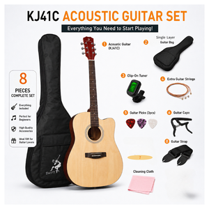 Set di Chitarra Acustica Premium Lucida da 41 Pollici con Design Cutaway, Strumento a Corde Professionale Fatto a Mano, Chitarra Folk con Logo Personalizzato - Product Image 1