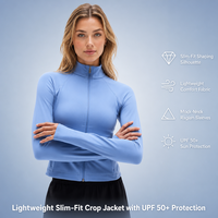Chaqueta Corta Ligera para Mujer, Corte Ajustado, Protección Solar UPF 50, Cuello Alto, Manga Raglán, Cierre Completo, Venta al Por Mayor, Fabricante OEM
