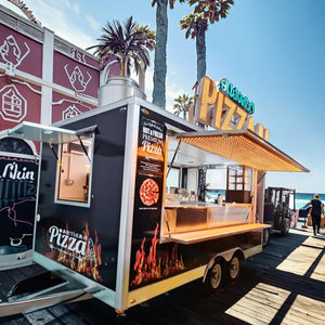 Remorque alimentaire pour pizza en acier inoxydable et fibre de verre de 14 pieds, entièrement équipée avec un chariot alimentaire mobile pour la vente rapide de crêpes et de hot-dogs - Product Image 1