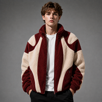 Veste d'hiver en polaire Sherpa à blocs de couleur, résistante au vent, doublure 720GSM, streetwear, OEM, MOQ 50 pièces