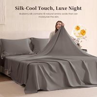 Parure de lit en soie de mûrier 100% 22 Momme - Ensemble de draps et taies d'oreiller de luxe pour lit Queen Size