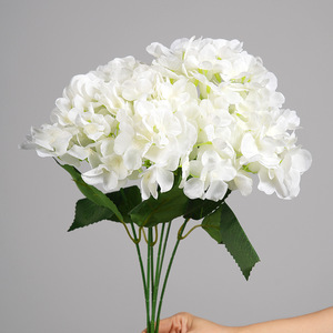 Fleurs d'hortensia artificielles blanc laiteux, plante entière, pétales en PVC, décorations ornementales - Product Image 3