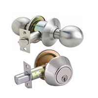 Serrure à pêne dormant simple en acier inoxydable, à clé identique, sécurité, entrée, bouton rond, serrure de porte combinée