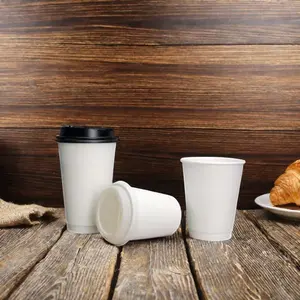 Copo de papel para café com estampa em relevo, copo de papel 100% compostável com logotipo personalizado VIRTUES, biodegradável, revestimento de PLA