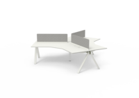 Table de bureau modulaire double poste de travail avec surface en MFC durable et cadre métallique, design moderne pour postes de travail pour 4 personnes