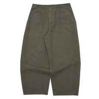 Pantalon en toile de canard 14 oz personnalisable, avec coutures renforcées aux genoux, triple couture, ourlet plat, braguette à deux boutons, vert forêt