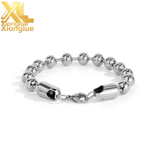 Wholesale Fashion Hip Hop Stainless Steel Gold Plated Geometric Ball Bead Link Chain Bracelet Jewelry for Women <b>Men</b> - Product Image 1