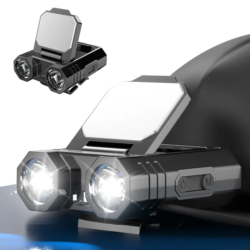 LED Sensor Lampu Kepala Topi Klip Topi Cahaya Super Terang Lampu Kepala Memancing USB Dapat Diisi Ulang Sudut Disesuaikan Berkemah Lampu Kepala