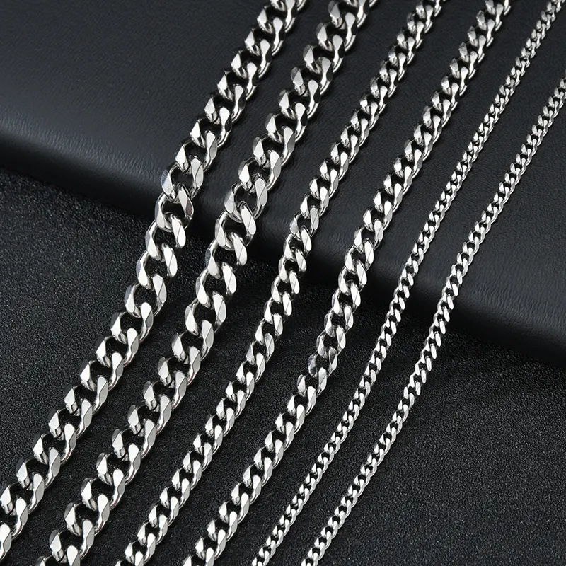 RINNTIN SC36 925 Sterling Silver Chains Hip Hop Jewelry 3.6/5/7mm Chunky Diamond-Cut Cuban Link Chain Necklace für Men Women