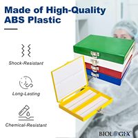 Medical Microscope Slide Storage Box 100-Place Plastic Holder with Cork Lining for 25mm 75mm Microslides PC