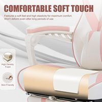 Chaise de bureau pivotante en cuir rose pour le gaming avec logo personnalisé, réglage de la hauteur du siège et dossier inclinable