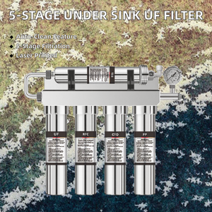 5段階ステンレス製シンク下浄水器 自動洗浄機能 500 GPD 流量 手動式限外ろ過システム - Product Image 4