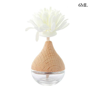 Diffuseur de voiture vide transparent de 6ml avec couvercle en bois de roseau de fleur, clips de ventilation de voiture en verre, désodorisant