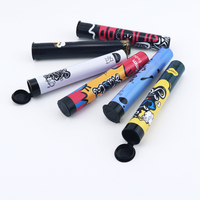 Tubes Pop Top noirs personnalisés avec étiquette à motif complet Tube King Size de 115mm pour l'emballage des cônes roulés d'herbes et d'épices avec capuchon à presser