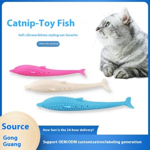 Juguete de limpieza de dientes Self-Hi para gatos Felpa Silicona Dolphin Molar Pet Chew Toys Fun Bite Play con pescado con sabor a menta - Product Image 2